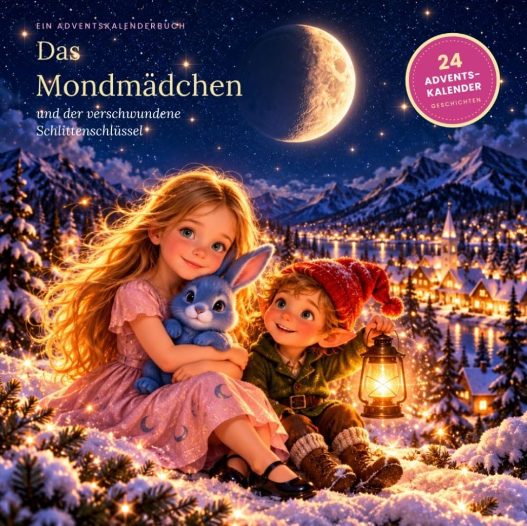 Adventskalenderbuch Das Mondmädchen und der verschwundene Schlittenschlüssel