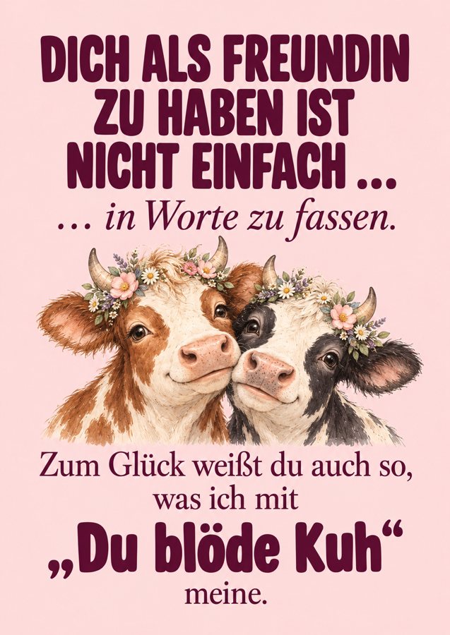 Freundschaftsposter „Du blöde Kuh“ – Rosa