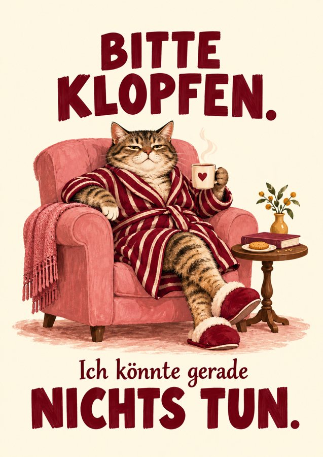 Katzenposter „Bitte klopfen.“