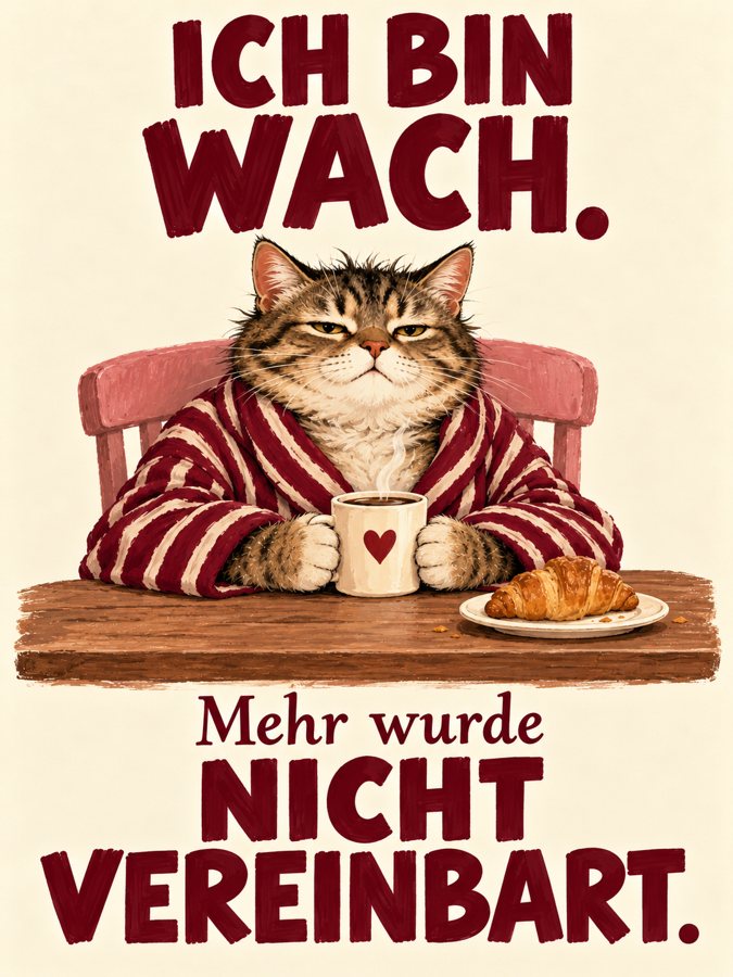 Katzenposter „Ich bin wach.“